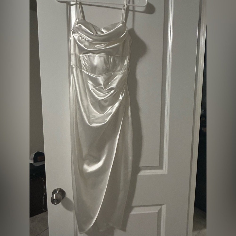 Elegant White Satin Dress